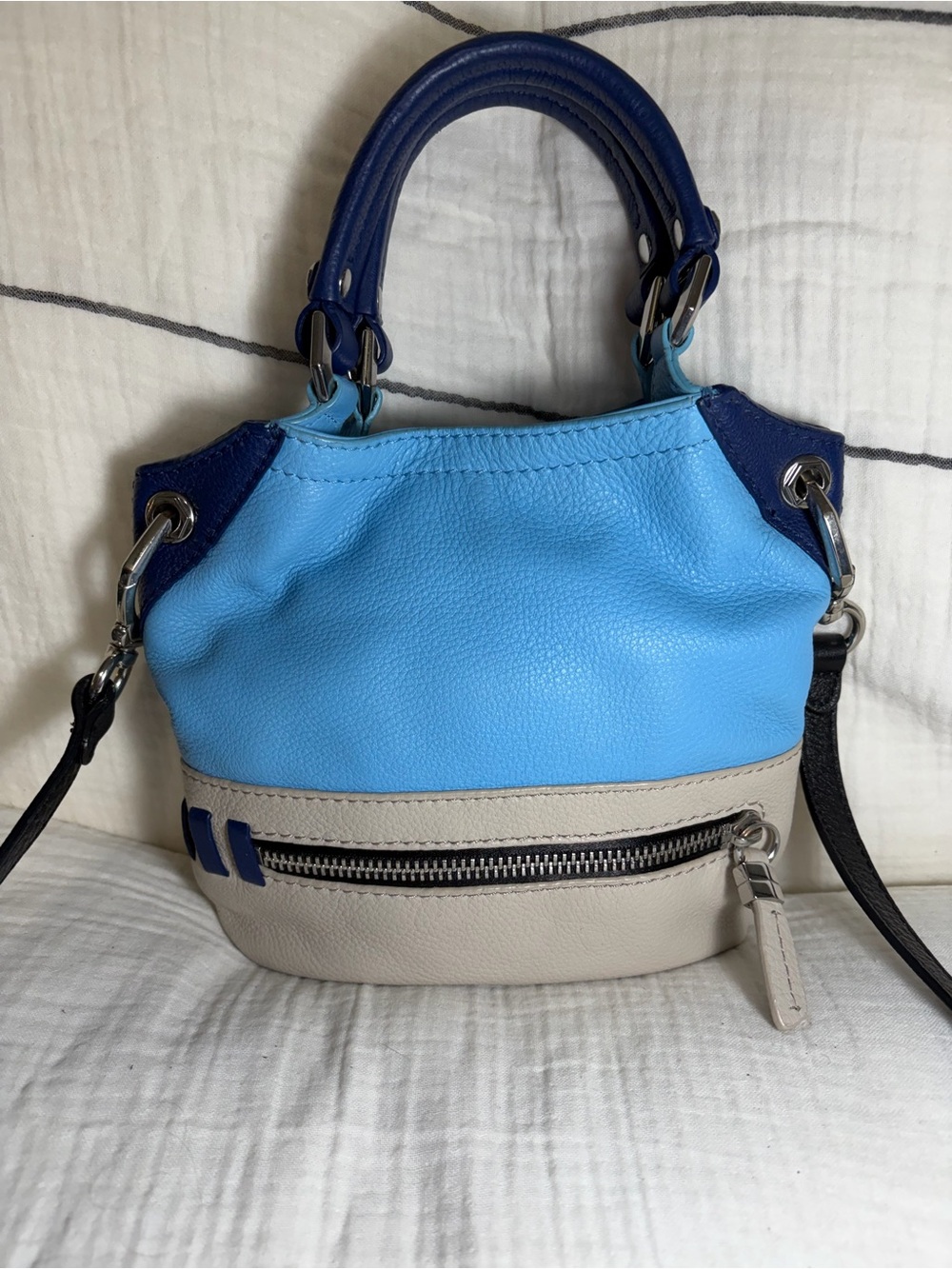 orYANY Colorblock Pebble Leather Mini Crossbody Bag